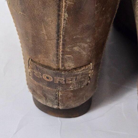 Sorel Size 7 Joan of Arctic Wedge II Chelsea Ankle Boots Brown Leather - Picture 7 of 14